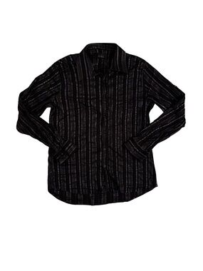 Orvieto Dark Goth Black Striped Long-Sleeve Button-Up Shirt